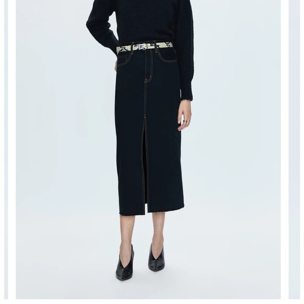 NWT Pistola Alice Black Denim Midi Skirt, Size 31